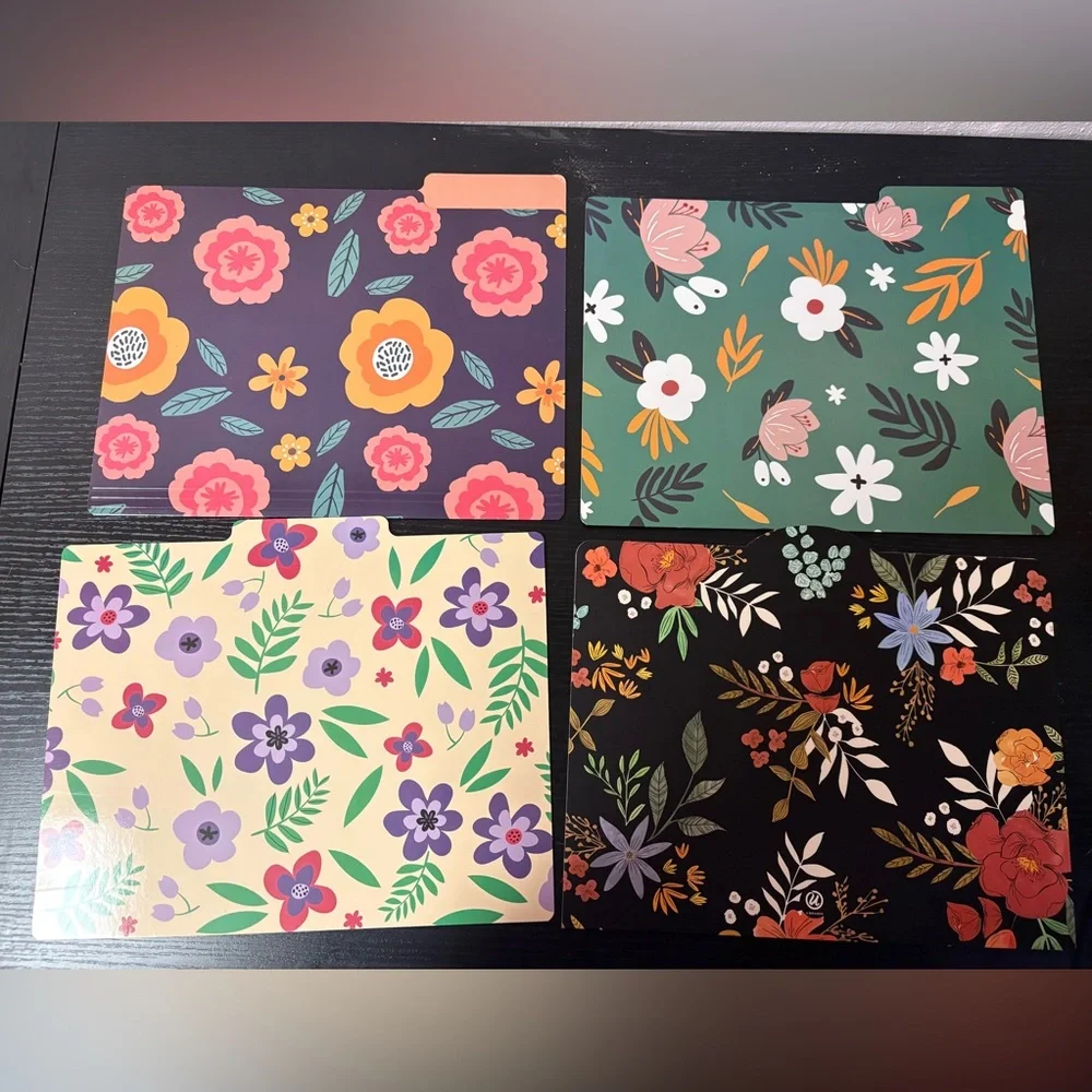 Floral File Folder Bundle with Binder Dividers 8 Folders Set